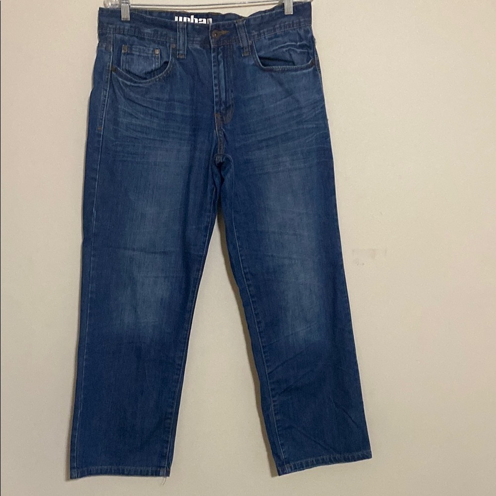 Vintage urban pipeline Men's Blue Jeans straight loose baggy 32X30 Y2K grandpa